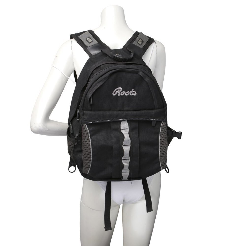 ROOTS Backpack Knapsack Bag Black Grey School Travel Hiking Outdoors Summer